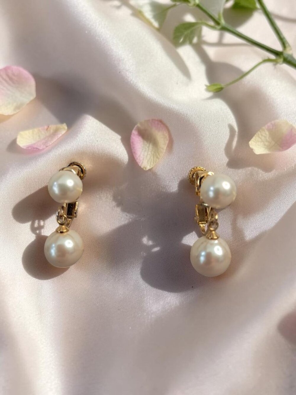 Marvella Vintage Pearl Jewelry - Double Drop Dangle Earrings MCM 1950s